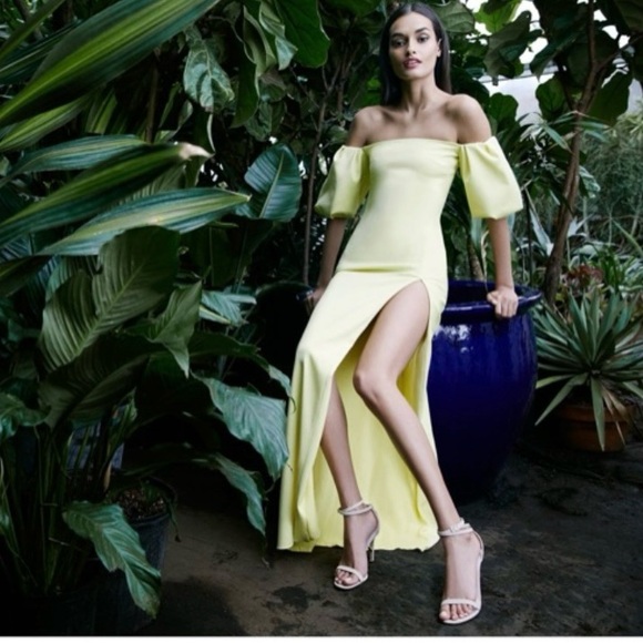 NWOT Cushnie Et Ochs Yellow Citron Reina Off Shoulder Maxi Dress Size Small/ 4 - Picture 12 of 12